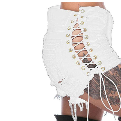 Ripped Bandage Denim Bottoms for Women