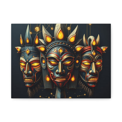 Vibrant Tribal Mask Wall Art Print, Canvas Decor for Boho Aesthetics, Unique Home Decoration, Gift for Art Lovers, Perfect for Festivals