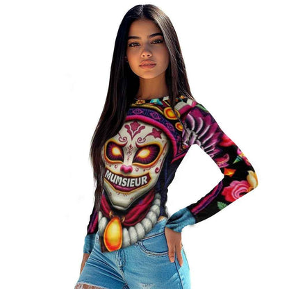 Long-sleeved round neck irregular slim fit bottoming shirt