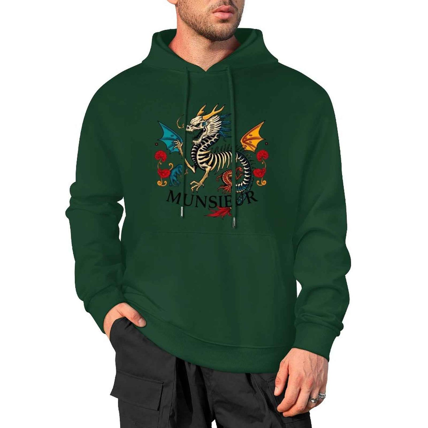 Munsieur Inferno Crest: Dragon Hoodie for Men - Munsieur
