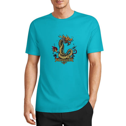 Munsieur Brand Graphic Tee Cotton Men's breathable Dragon Design
