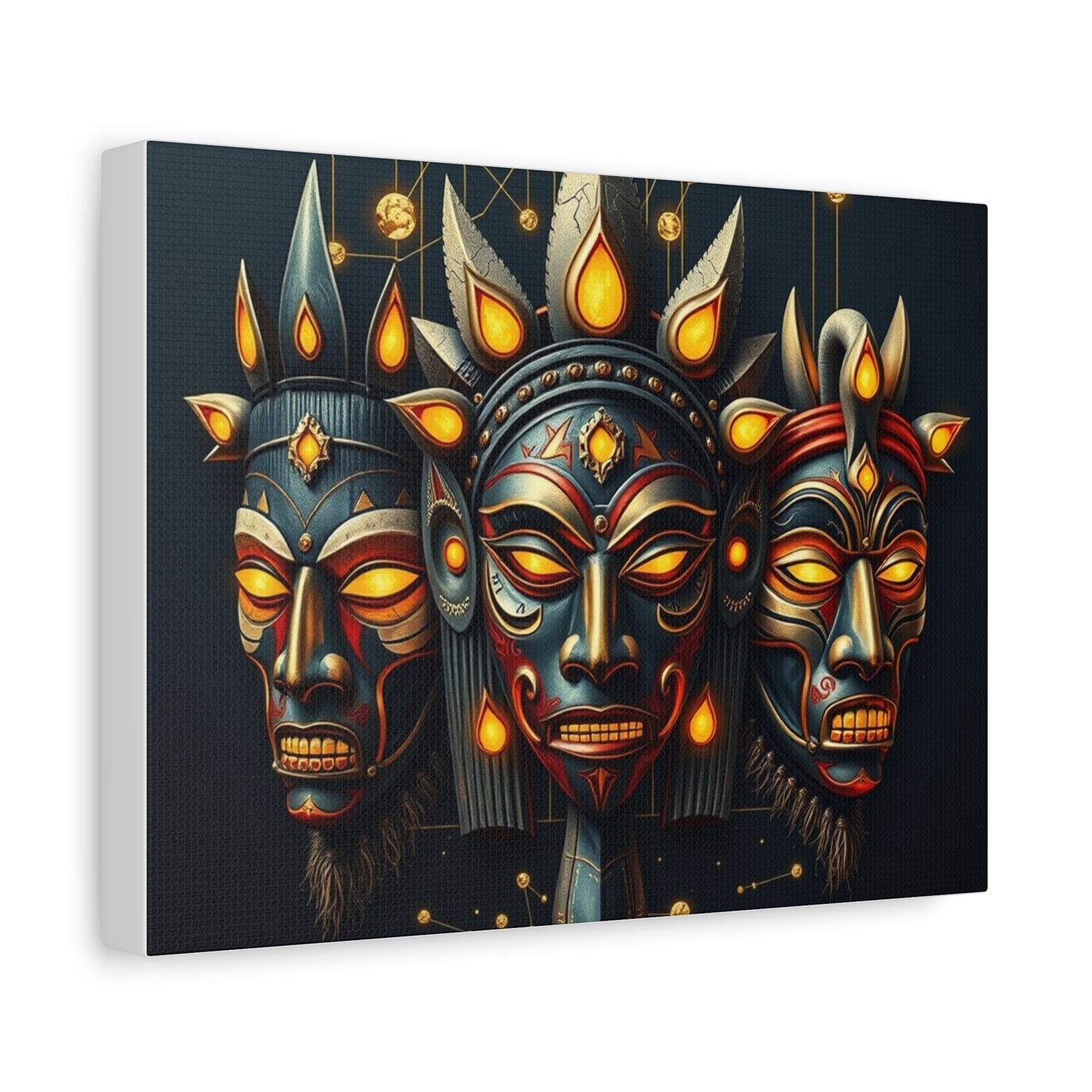 Vibrant Tribal Mask Wall Art Print, Canvas Decor for Boho Aesthetics, Unique Home Decoration, Gift for Art Lovers, Perfect for Festivals
