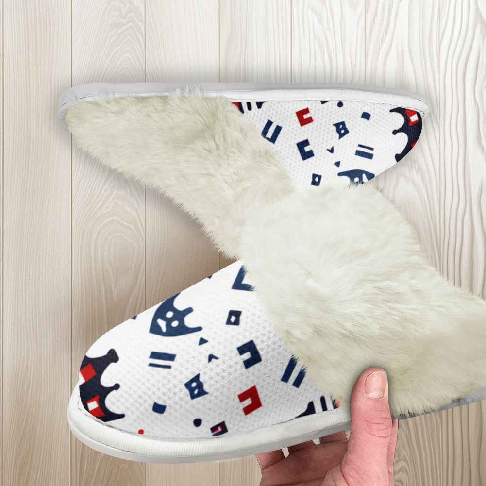 Cotton slippers with fur edges
