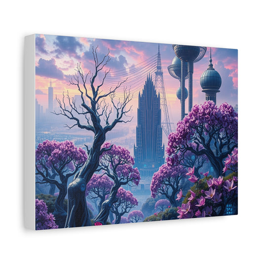 Stretched Canvas Wall Art, Dreamy Cityscape with Cherry Blossoms, Nature-Inspired Home Decor, Perfect Gift for Art Lovers, Unique Wall [...]