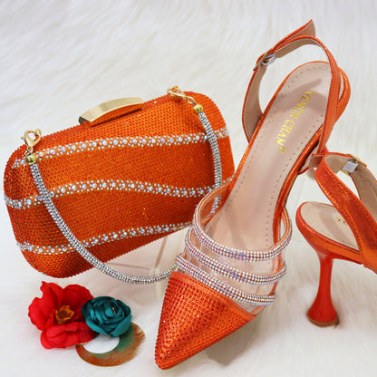 Women's Graduation Set Royal Blue Square Handbag + Pointed Pumps Set