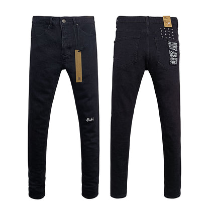 Straight Ripped Stretch American High Street Casual Men's Pants