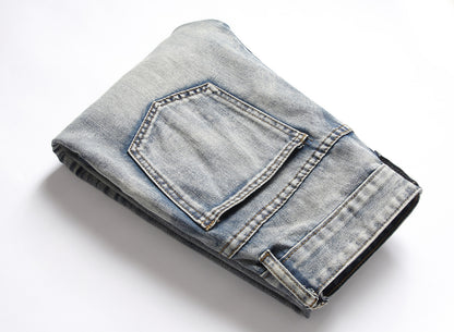 Men's American Nostalgic Pants Ripped Special Embroidery