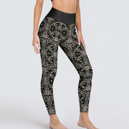 Munsieur Custom Printed Honeycomb Textured Yoga Leggings for Women