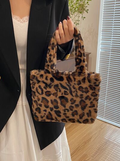 Leopard Fluff Handbag with Zip - Munsieur