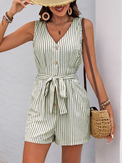 Women's Striped Romper summer outfit - Munsieur