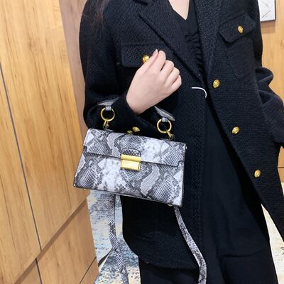PU Leather Snakeskin Print Crossbody Bag - Munsieur