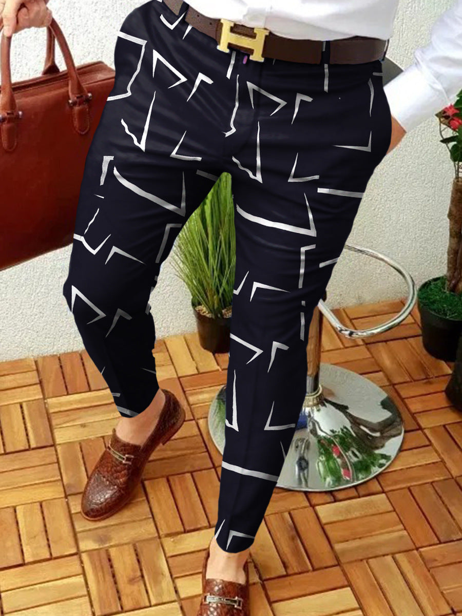Men's Casual Abstract Contrast Micro-stretch Pants