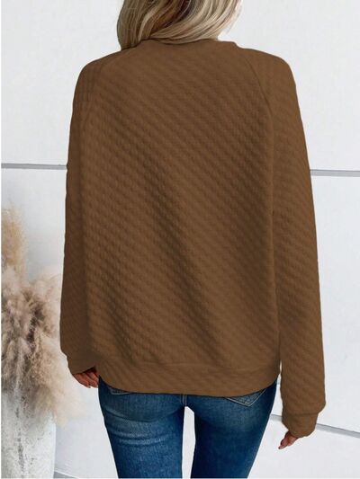 Notched Long Sleeve Sweatshirt for Effortless Style - Munsieur