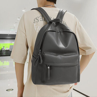 Stylish PU Leather Zip Backpack for Everyday Use - Munsieur