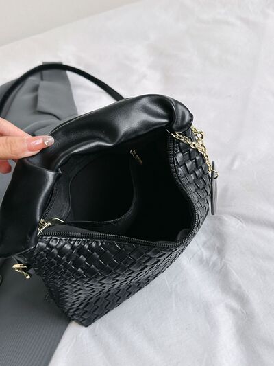 PU Leather Woven Crossbody Bag - Munsieur