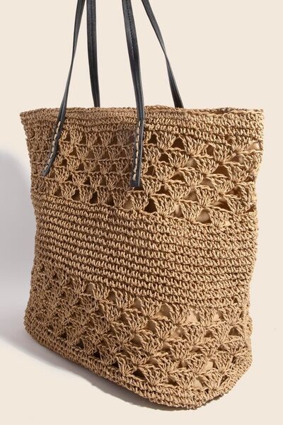 Fame Faux Leather Handle Knitted Tote Bag - Munsieur