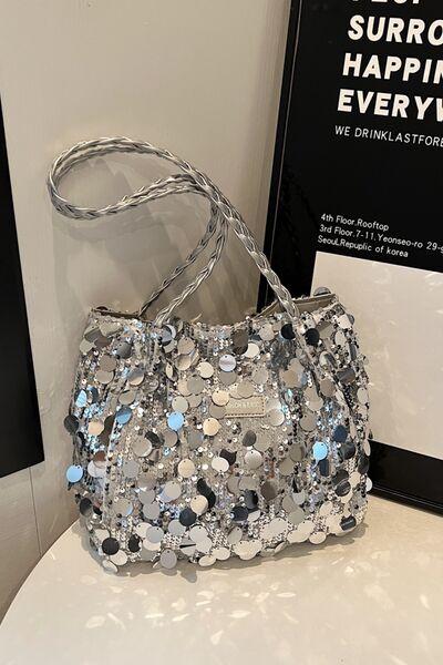 Sequin Braided Strap Shoulder Bag - Munsieur