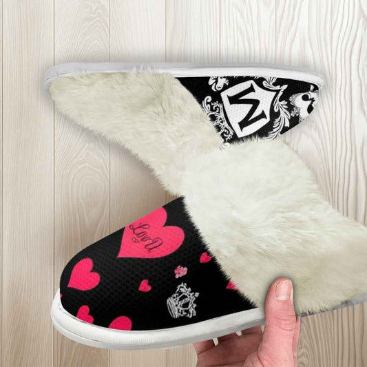 Cotton slippers with fur edges