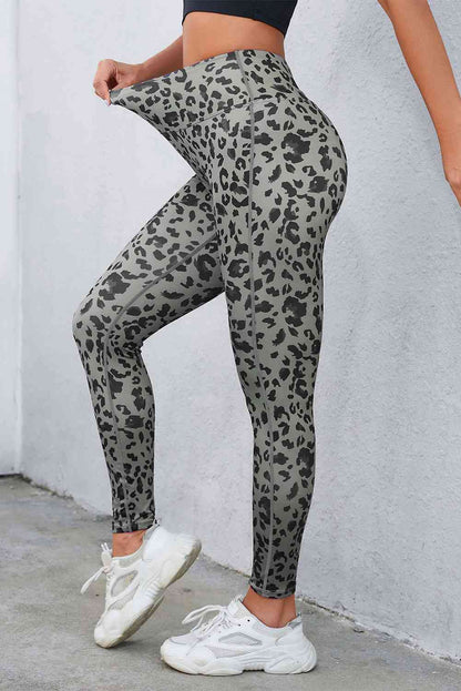 Leopard Print Wide Waistband Leggings - Munsieur