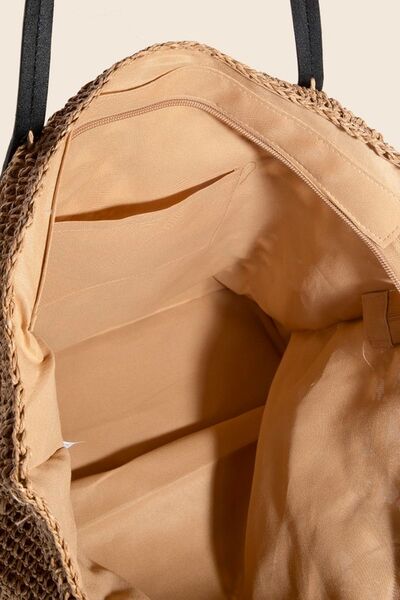 Fame Faux Leather Handle Knitted Tote Bag - Munsieur