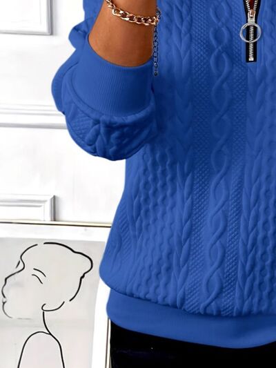 Texture Half Zip Long Sleeve Sweatshirt for Effortless Style - Munsieur