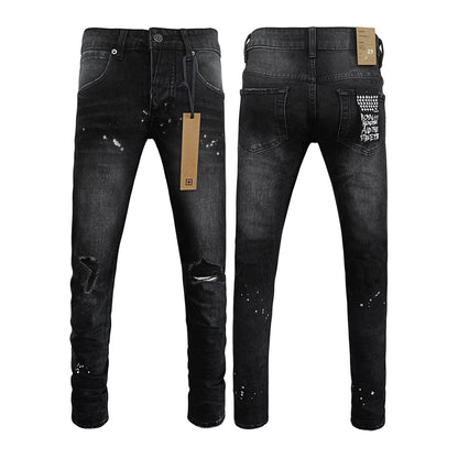 Straight Ripped Stretch American High Street Casual Men's Pants