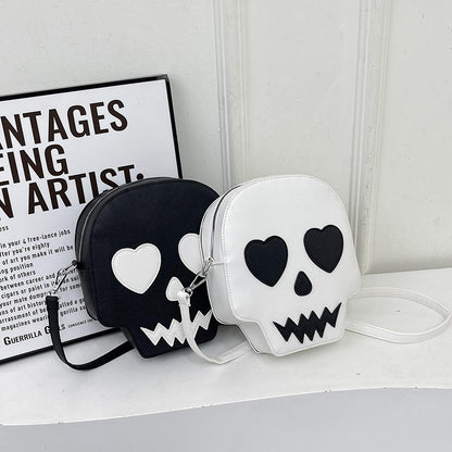 Halloween Skull Shoulder Bag with Love Eyes - Fashion Crossbody Bag