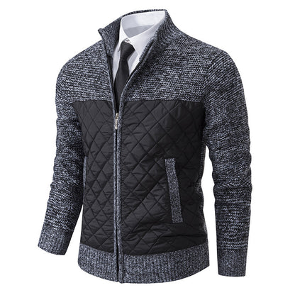 Men's Coat Color Matching Zipped Stand Collar - Munsieur