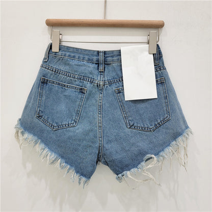 Denim Bottoms Women's Summer High Waist Slimming Rhinestone Drip