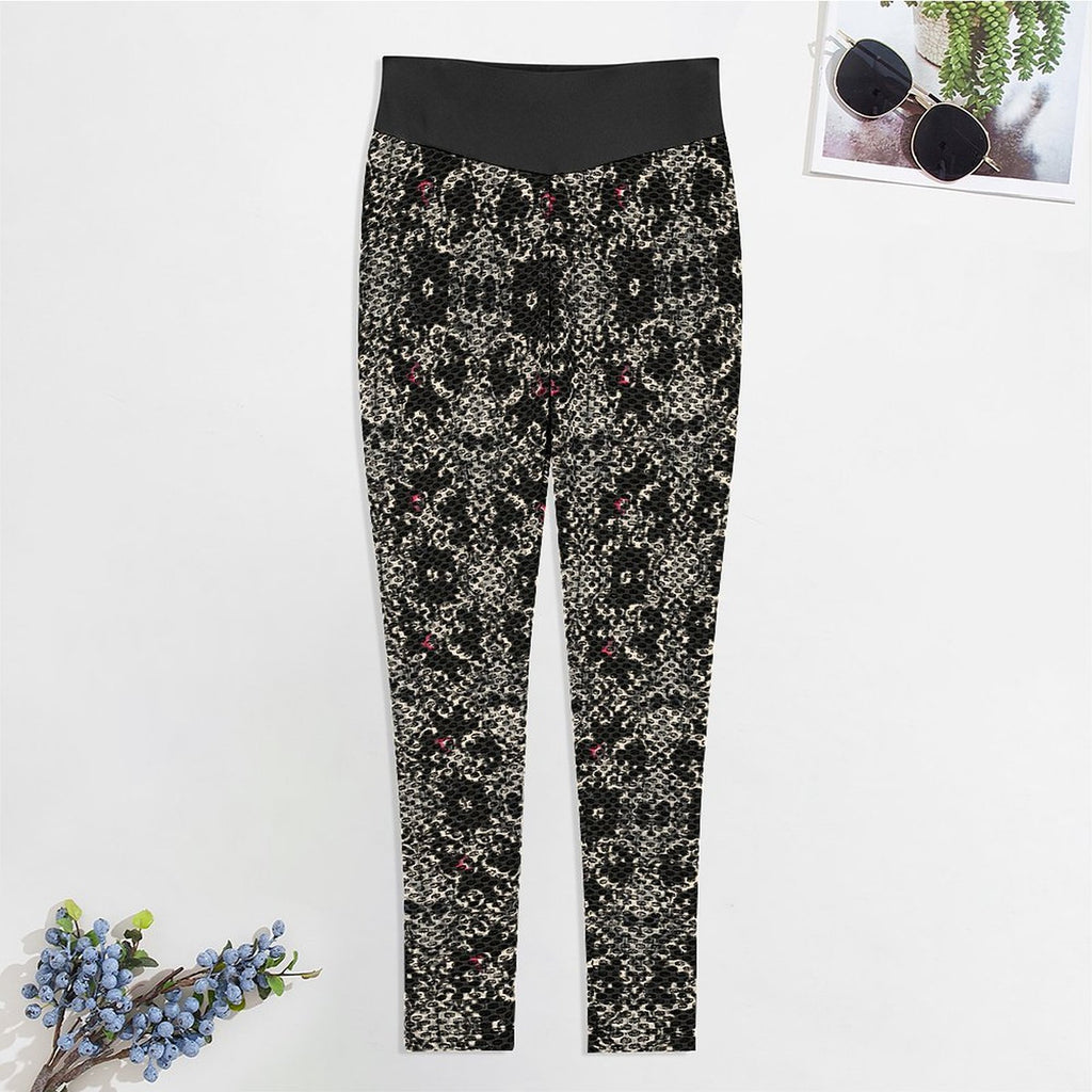 Custom Printed Honeycomb Textured Yoga Leggings for Women