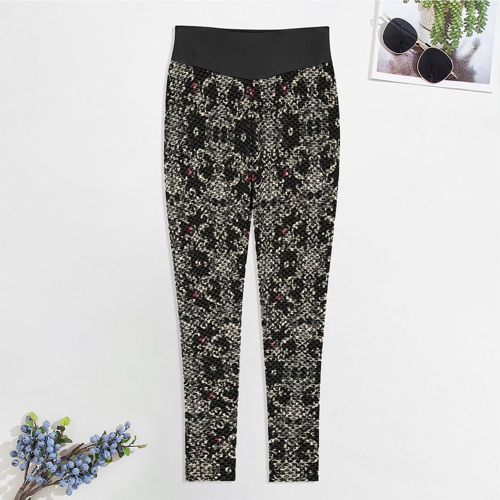 Custom Printed Honeycomb Textured Yoga Leggings for Women