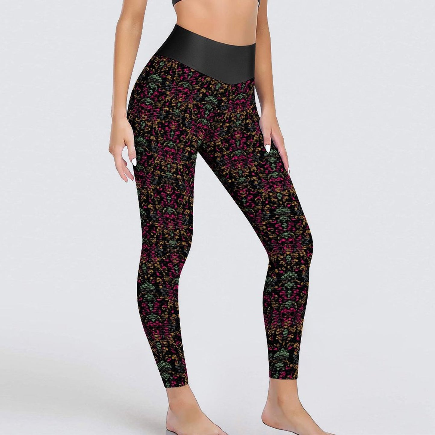 Munsieur Custom Printed Honeycomb Textured Yoga Leggings for Women