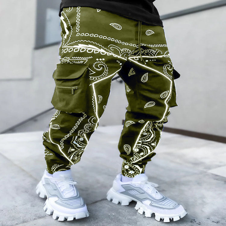 Men's Bandanna Print Casual Wide-Leg Harem Pants