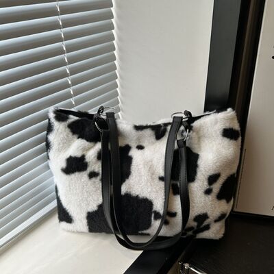 Cow Print Furry Tote Bag - Munsieur