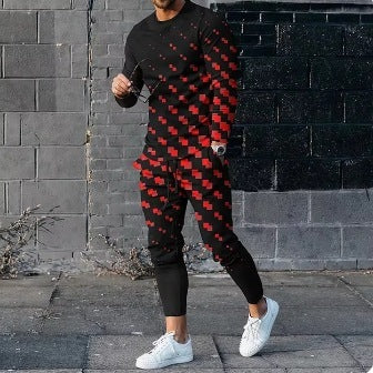 Men's Ethnic Style Printed Long Sleeve Jogger Set - Munsieur
