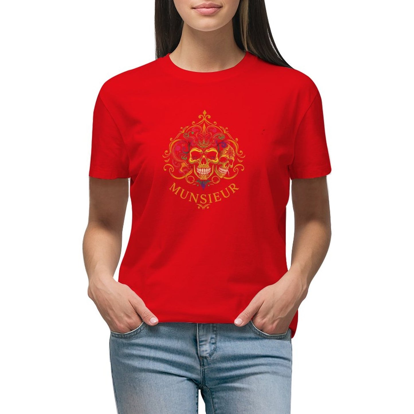 Munsieur Women's T-shirt "Mardi Gras" Designer Streetwear for Her Embroidered