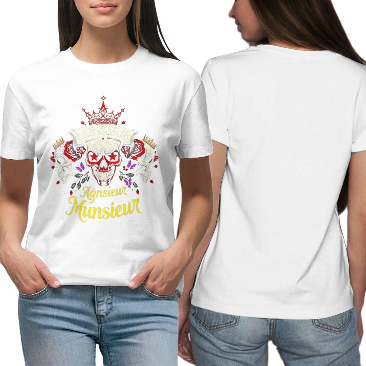 Munsieur Women's Custom T-Shirt "Agnsieur" Streetwear for Her