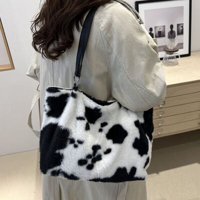 Cow Print Furry Tote Bag - Munsieur