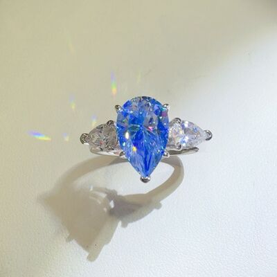 2 Carat 925 Sterling Silver Moissanite Teardrop Shape Ring - Munsieur