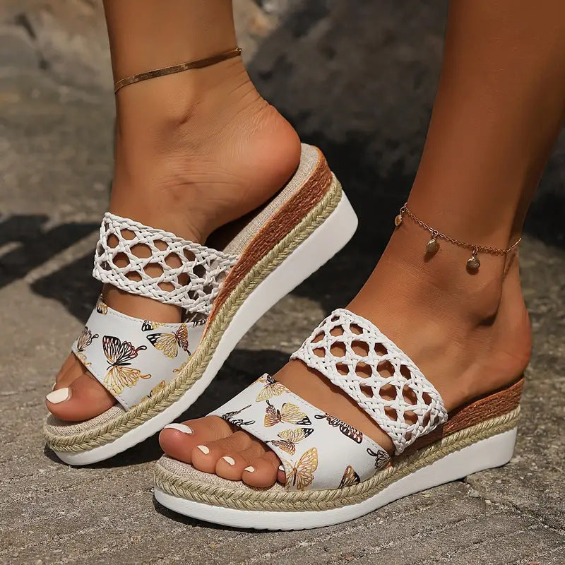 New Women's Plus Size Rope Platform Peep Toe Sandals
