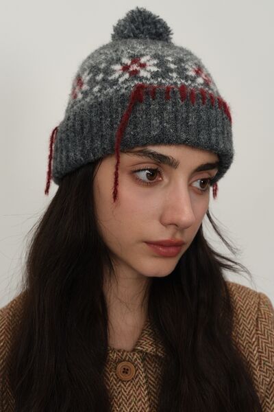 Seam Trim Geometric Knit Hat - Munsieur