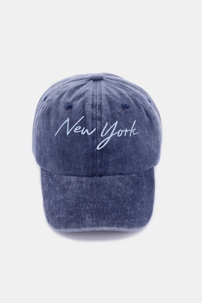 Zenana Washed Embroidered City Baseball Cap - Munsieur