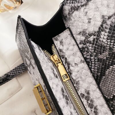 PU Leather Snakeskin Print Crossbody Bag - Munsieur