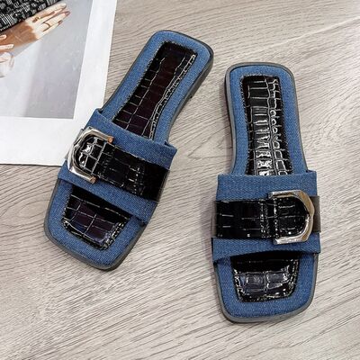 Buckle Trim Open Toe Sandals - Munsieur