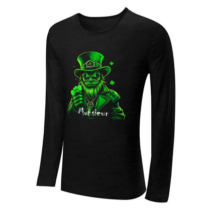 St. Patrick's Day Leprechaun Mafia Men's Crewneck Long Sleeve Tee