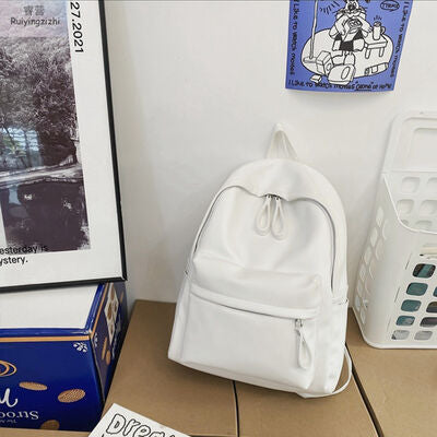 Stylish PU Leather Zip Backpack for Everyday Use - Munsieur