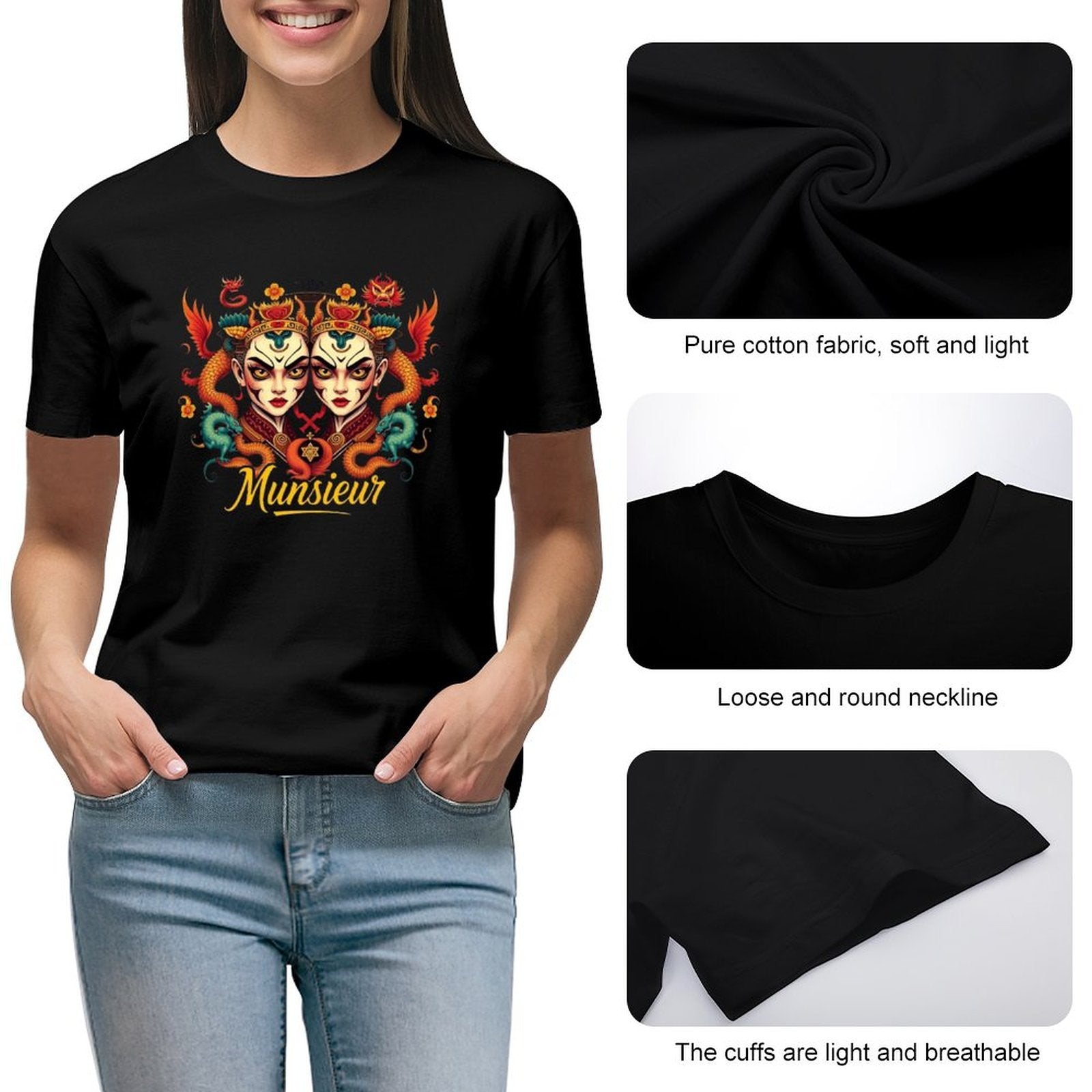 Munsieur T-Shirt for Women: Classic Comfort with a Contemporary Twist for Her - Munsieur