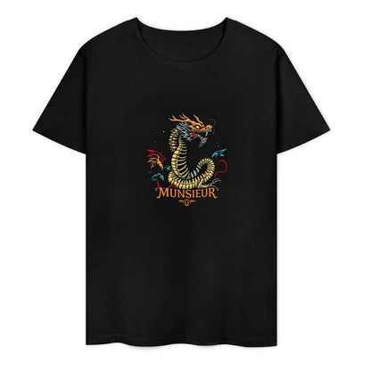 Munsieur Brand Graphic Tee Cotton Men's breathable Dragon Design
