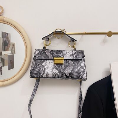 PU Leather Snakeskin Print Crossbody Bag - Munsieur