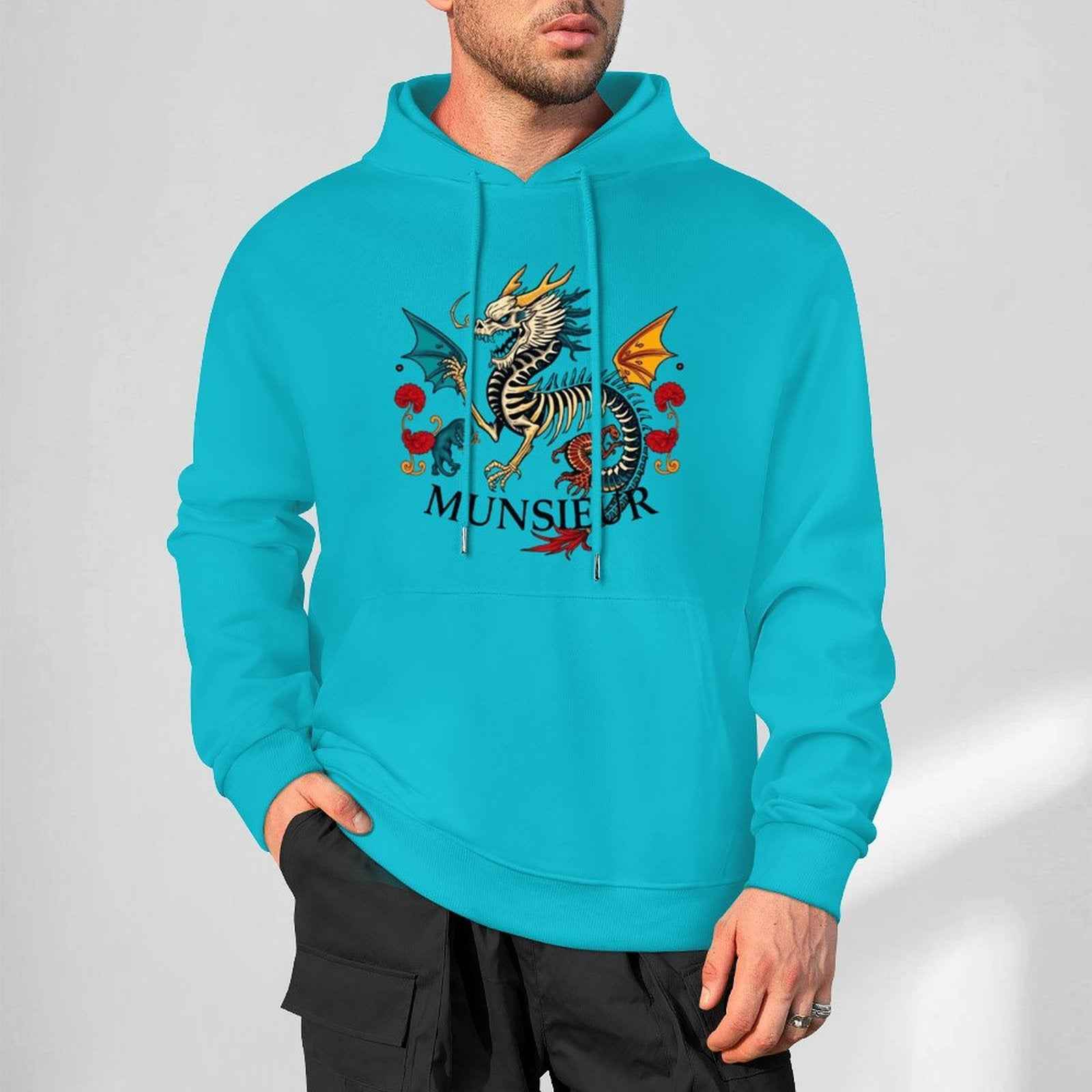 Munsieur Inferno Crest: Dragon Hoodie for Men - Munsieur